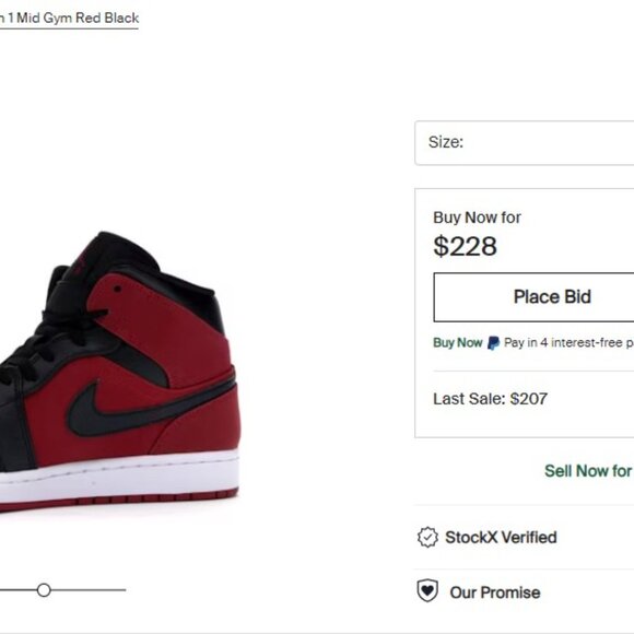 Air Jordan 1 Mid BG Black/Gym Red Youth Size 5 - Lightly Used - Picture 10 of 10